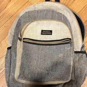 Beige and Black Men's Backpack